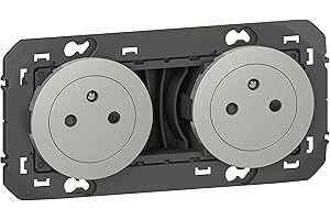 Legrand - Double prise de courant 2P+T Surface dooxie 16A précâblées finition alu - emballage blister
