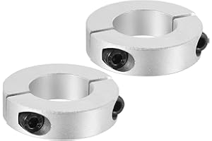 PATIKIL Foro 38mm Collare Albero a Morsetto Doppia Divisione 70mm OD 18mm Spessore, 2pz Collare di Bloccaggio in Lega di Alluminio con Vite Fissaggio per Industria Macchinari, Argento