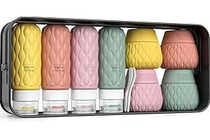 Lericttor Contenitori Viaggio Liquidi 100/50 ml, 8 Pezzi Bottiglie da Viaggio Aereo in Silicone, Set di Flaconi da Viaggio con Borsa da Toilette, Boccette da Viaggio per Shampoo, Lozione, Cosmetici