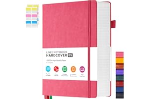 FOCUS DAY Cuaderno Diario B5 para adultos, 320 páginas, libro de notas, adecuado para escribir y tomar notas en la oficina, la escuela y el hogar, tapa dura, rayado, 19 x 25.4 cm, rosa.