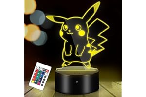 HooJtny Lámpara Luz Nocturna, Anime 3D 16 Colores USB Recargable Decoraciones de Dormitorio de Navidad Regalo de Luz de Fiesta para Niños
