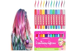 HOSUNG Hair Chalk, 12 Colors Hair Crayons for Girls Kids Washable Non-Toxic Portable Hair Chalk Pens for Party and Cosplay DIY