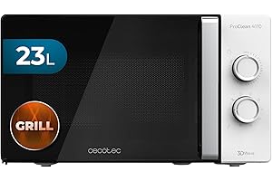 Cecotec Forno a Microonde con Grill ProClean 4110 da 23 Litri, 700W di potenza, 800W di Grill, rivestimento Ready2Clean, tecnologia 3D Wave, timer 30mins, porta Full Crystal