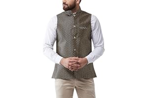 SOJANYA (Seit 1958) Herren Seidenmischung Selbstdesign Nehru Jacke