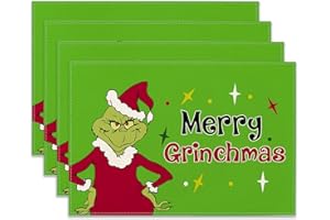 Ohok - Set di 4 tovagliette all'americana lavabili, in poliestere e lino, tovagliette natalizie 30x45cm, tovagliette per la cucina, la sala da pranzo, l'hotel e la decorazione natalizia da tavolo