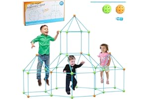 Kids Fort Building Kits, STLOVe® DIY Puzzle, Casetta Giocattolo, 85 Pezzi, Giocattoli Educativi, Bricolage, Costruzione, Castelli, Tunnel, Gioco per Bambini, età 5, 6, 7, 8, 9, Interni ed Esterni