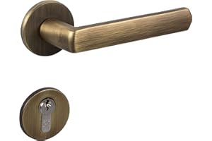 Gedotec Poignée de Porte Laiton Bronze Brossé Vintage Antique LUCE | Qualité Durable & Solide Intérieur & Extérieur Chambre Salon | Cylindre PZ Profilé | Matériel de Montage Incl.