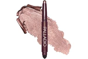 Palladio Barra de sombra de ojos impermeable con esponja mezcladora, aplicación duradera y sin esfuerzo, Burgundy Shimmer