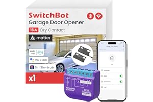 SwitchBot Ouvre-porte de garage Wi-Fi, certifié Matter, compatible avec Alexa/Google/Siri/IFTTT/SmartThings, compatible avec les portes de garage, contrôle par application, plusieurs modes de