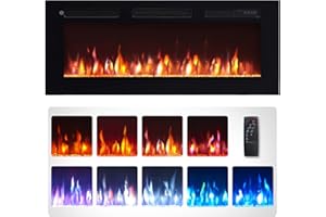 FlameKo Wilton 40"/102cm Electric Fireplace, Wall Mounted, Recessed, 9 Colour Flame Effect, Media Wall Compatible, 900W - 1800W Heater, Remote Control