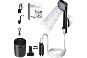 QDRECLOD Portatile Doccia Campeggio con 20L Secchio，Elettrica Doccia Esterna a Batteria Ricaricabile，Doccia da Giardino con Batteria Ricaricabile da 2200 mAh, Doccia Portatile per Campeggio, Escursioni