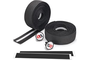 ROUCERLIN 2 Rolls Bike Handlebar Tape with 2 Pcs End Plugs & Adhesive Strips, EVA Foam Bar Tape Road Bike, Anti-Slip Bicycle Bike Wrap Handle Grip Tape for Mountain Bike Cycling (Black)