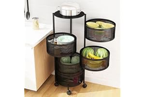 Saterkali Estante para verduras de cocina, cesta de almacenamiento de frutas de 5 niveles, estante giratorio de almacenamiento de cocina, estante de almacenamiento de frutas y verduras con ruedas,