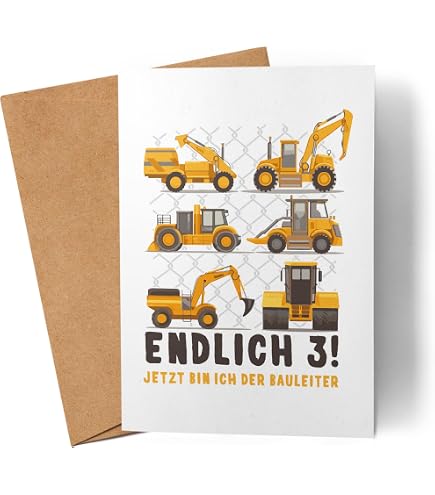 Geburtstagskarte Zum 7. Geburtstag – Baufahrzeug-Design Für Jungen & Mädchen