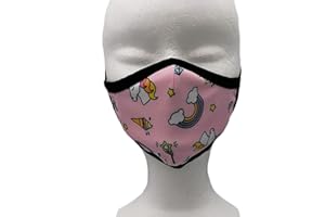 KANGURU Ypm Mascherina Unicorni, Lavabile, in Tessuto 3 Strati, Made in Italy, Filtrante, Idrorepellente, con 1 Filtro Monouso. Misura bambini.