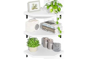 Alsonerbay White Corner Wall Shelf, Set of 3 small kitchen corner shelf stylish floating book shelves for wall for Bedroom Living Room Office Bathroom