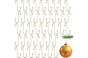 Yicelerate Christmas Bauble Hooks - 100 Pcs Gold Christmas Ornament Hooks for Baubles,S Hook,Easy to Use & Reusable,Perfect for Xmas Tree Decorations,Lights & Festive Decor,Mini ChristmasHook