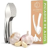 Oliver's Kitchen Garlic Press and Chopper + Garlic Peeler Included | Includes silicone garlic peeler and cleaning brush. Crus