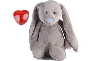SPLODGE TEDDY PARTIES Grey Bunny Rabbit Plush Soft Toy - Recordable Gift Teddy Bear - 16"/40cm - Record a 40 Second Message and Send in a Bear