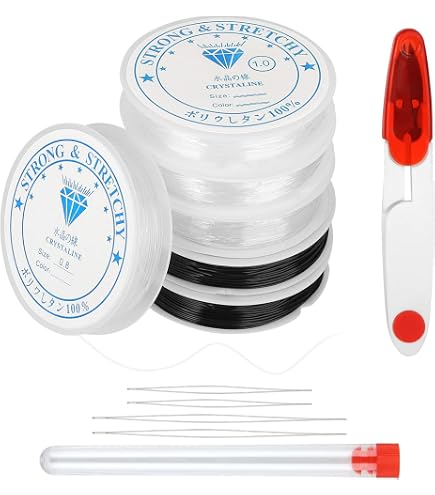 Fil élastique Pour Bracelets - Lot De 3 Diamètres (0.5mm, 0.8mm, 1.0mm) Pour Création De Bijoux - 8