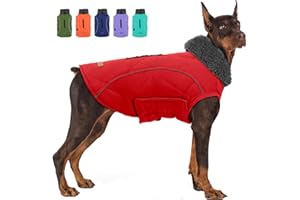 EMUST Dog Jackets for Winter, Cold Weather Coats for Dogs, Soft Winter Jackets for Medium Large Dogs, Dog Winters Vest for Small Medium Large Dogs, Red, L