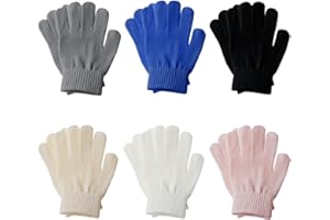 ZOCONE 6 Pairs Kids Winter Gloves, Pure Colour Kid's Magic Winter Gloves for Boys Girls, Knitted Children Winter Gloves for Age 6 to 10, Magic Kids Gloves