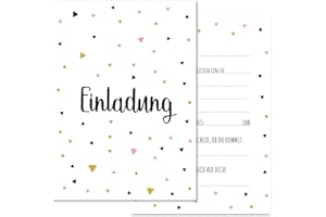 ‎FRIENDLY FOX Friendly Fox Einladung Dreiecke - 12 Einladungskarten zum Geburtstag Kinder Teenager Mädchen Jungen - Karten mit Umschlag - Partyeinladung - modernes Design - Triangles (beige)