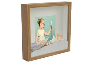 BD ART 23 x 23 cm Box 3D Marco de Fotos con Paspartu 13 x 13 cm, Roble