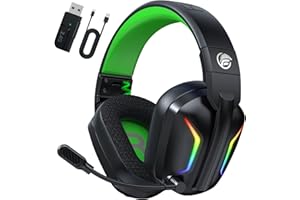 Fachixy FC-300 Bluetooth Headset, 2,4G Gaming Headset Wireless mit Mikrofon für PS5, PS4, PC, Mac, Faltbarer Surround Sound Noise Cancelling Kopfhörer mit LED Licht, Über 50 Stunden Akkulaufzeit