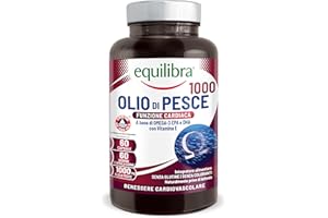Equilibra Omega 3, Olio di Pesce da 2156mg, EPA 582mg e DHA 388mg per Dose max, Scorta 2 mesi, 60 capsule, Normale Funzione Cardiaca, Funzionalità Cerebrale e Capacità Visiva, Senza Glutine e Lattosio