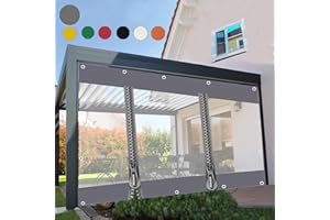 GYUEZX Lona Transparente Impermeable (Alto x Ancho) 2,4x3,4m/7.87x11.15ft Panel Lateral de Lona de Cenador con Cremallera,Cortinas de Lona Exterior con Ojales,para Pérgola,Porche,Patio,Terrazas