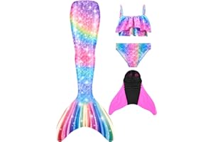 DNFUN dziewczęcy ogon syreny Cosplay strój kąpielowy z płetwą syreny do pływania!