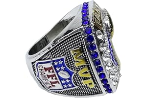 Mascotwish Fantasy Football Championship Ring 2024 - Fantasy Football League Ring with Display Box, Gemstone, Rhinestone, Rhinestone, Gemstone, Rhinestone
