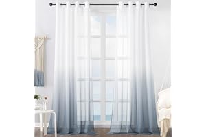 MRTREES Tende per Interni Trasparenti in Voile Sfumate Verticale con Occhielli Tenda Leggera Elegante per Camera da Letto per Finestra e Soggiorno Moderne 2 Pannelli 140x245 CM Grigio Chiaro