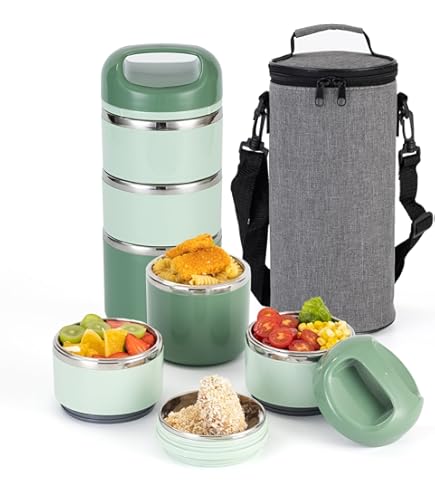 Yontree® Boîte Bento Boîte Repas Lunch Box portable Acier Inox 4