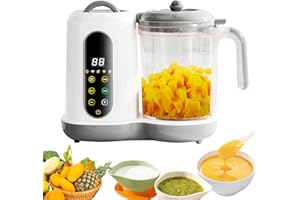 LIROPAU Robot Cuiseur Mixeur pour Bébés, Cuiseur Mixeur Multifonctions, Robot Cuiseur Bebe, Cuisson et Mixage Automatiques, Vapeur, Pulse, Stérilise, Nettoyage Automatique, Écran Tactile, 400ML