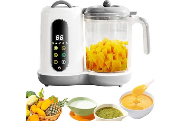 Robot Cuiseur Mixeur pour Bébés, Cuiseur Mixeur Multifonctions, Robot Cuiseur Bebe, Cuisson et Mixage Automatiques, Vapeur, Pulse, Stérilise, Nettoyage Automatique, Écran Tactile, 400ML