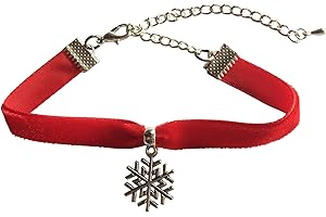 dunns-jewels 10mm Velvet Choker in Red With a 20mm Snowflake Charm