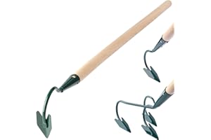 KADAX Grubber, Gartenkralle, Gartenhacke zum Lockern des Bodens, Kultivator für Garten, Handgrubber aus Metall, Blumenkralle, Gartenzubehör, Blumenharke, Bodenlüfter (1 Zinken, mit Holzstiel)