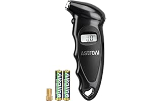 AstroAI Cyfrowy miernik ciśnienia w oponach, 150 psi, 4 ustawienia, do samochodu ciężarowego, roweru, podświetlany wyświetlacz LCD, antypoślizgowy uchwyt, kontroler ciśnienia w oponach (czarny)