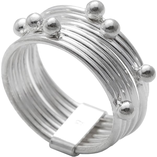 Anillo Ligero Cómodo Anillo Mujer Multi-Anillo SILBERMOOS | 12 Anillos Individuales En Uno | Plata Esterlina 925 Brillante | Talla 14, Ancho 8mm Anillo 12 Anillos Individuales