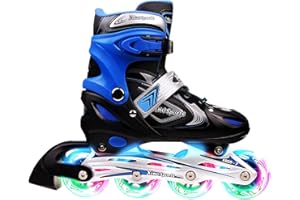 XinoSports Adjustable Inline Skates for Kids, Featuring Illuminating Front Wheels, Awesome-looking, Comfortable, Safe and Durable Rollerblades, For Boys and Girls