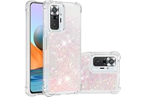 IMIRST Silicona Funda para Redmi Note 10 Pro, Esquina Airbag Protección contra Arenas Movedizas Líquido Sparkle TPU Carcasa Transparente para Xiaomi Redmi Note 10 Pro. YBW Star Pink