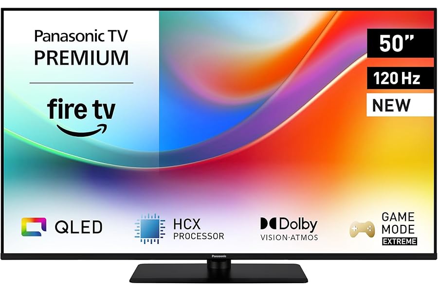 Panasonic Premium TV-50W85BEZ, W85B Series, 50 Inches, QLED 4K Ultra HD Smart TV, 2025, 120Hz, Fire TV, Dolby Vision and Atmos, Game Extreme Mode, Alexa Voice Control, AirPlay, Bluetooth, Black
