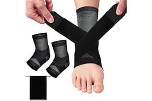 NEUTYPECHIC 2 Pièces Chevillère Entorse, Chevillère de Maintien Sport, Support Respirant avec Sac, Attelle Chevillere pour Homme et Femme, Idéal pour le Foot, Course, Noir