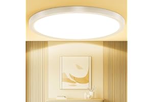 ‎TAIPOW Taipow Nowoczesna lampa sufitowa Led 3000K, 18 W, 2448 lm, ciepła biel, okrągła, bardzo cienka wewnętrzna lampa sufitowa do balkonu, łazienki, sypialni, piwnicy, Ø22 cm