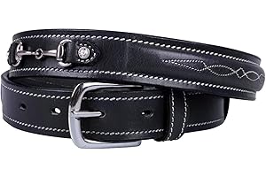 Equipride QHP - Cintura in Pelle Ricki per Competizione con Cavalli Nero e Marrone, da 65 a 95 cm