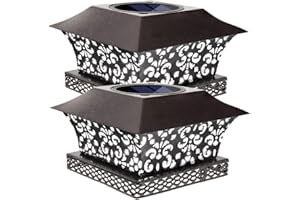 Siedinlar Lampe Solaire Exterieur Jardin Lumières Solaires de Chapeau de Poteau Lampe LED Blanc Froid Etanche pour Terrasse Clôture 4x4 5x5 6x6 Pouce Poteau en Bois Lot de 2