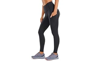 CRZ YOGA Damskie Termalne Fleece Podszewane Legginsy Wysokiej talii Ciepłe Zimowe Spodnie Jogi z kieszeniami do 28 Inches