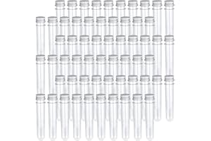 ZEONHEI 60 Sztuk Probówki z tworzywa sztucznego, 40 ml, 140 x 25 mm, przezroczyste probówki z nakrętką, do kwiatów, słodyczy, pereł, DIY, dekoracja domu